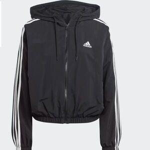 Adidas Black and White Hooded Jacket